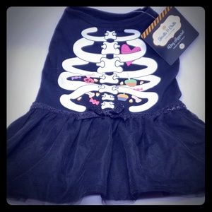 🆕️Thrills&Chills Skeleton Halloween Dog Dress Med